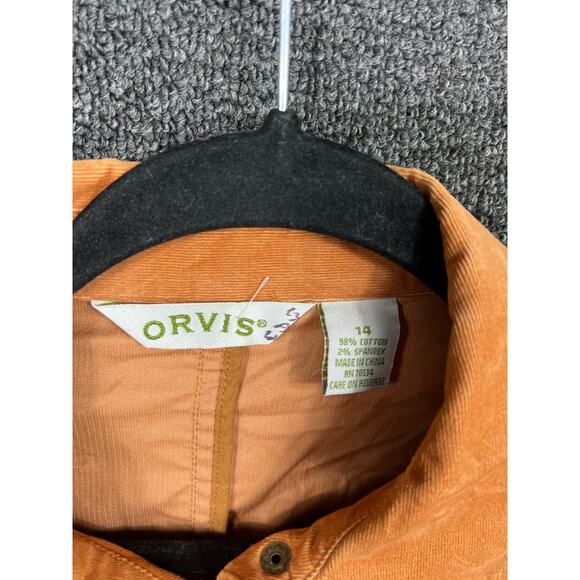 VTG Orvis Utility Jacket Womens Size 14 Brown Corduroy Snap Buttons Pockets - Picture 3 of 8
